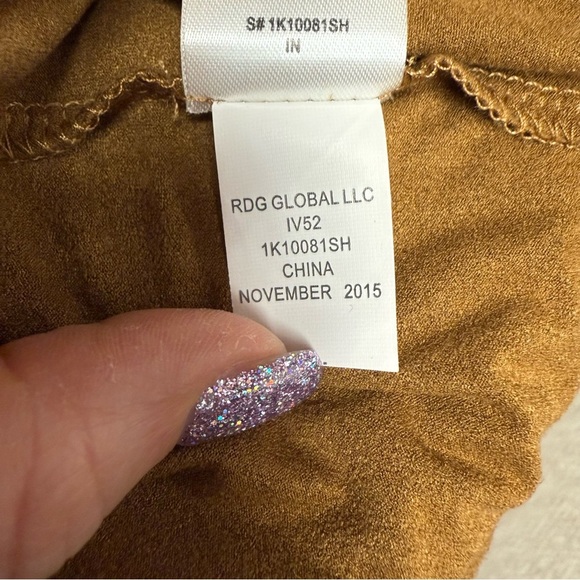 Cloud chaser size small Tan faux suede fringe cardigan open front - Picture 3 of 7